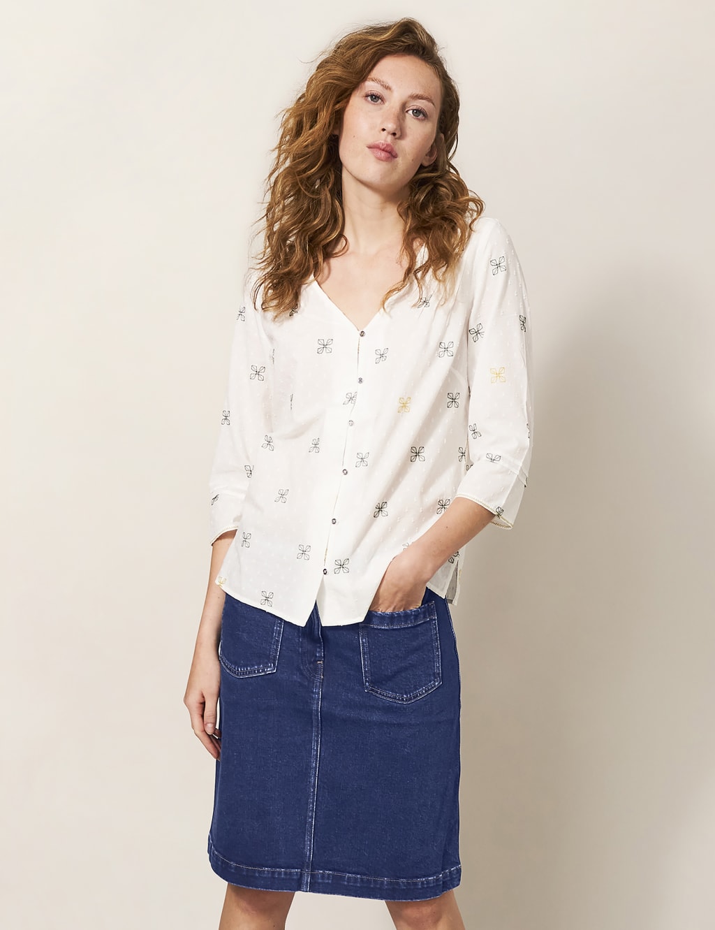 Denim Mini A Line Skirt