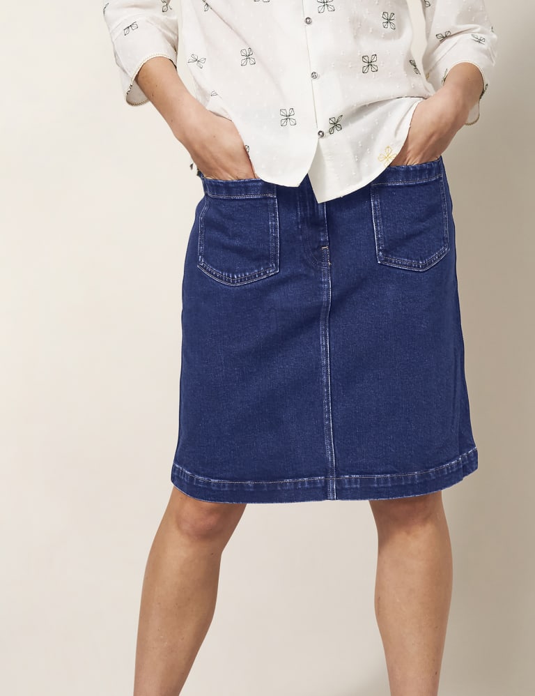 Marks and spencer white denim skirt best sale