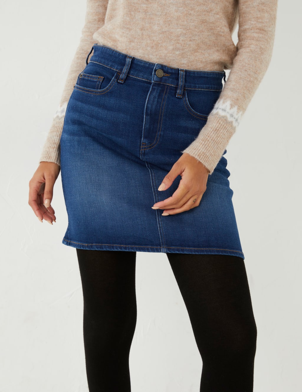 FAT FACE DENIM Mini Skirt Dungarees UK10