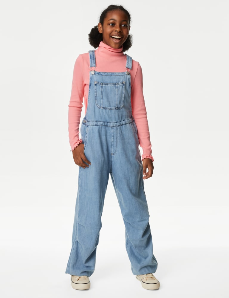 Girls denim dungarees online