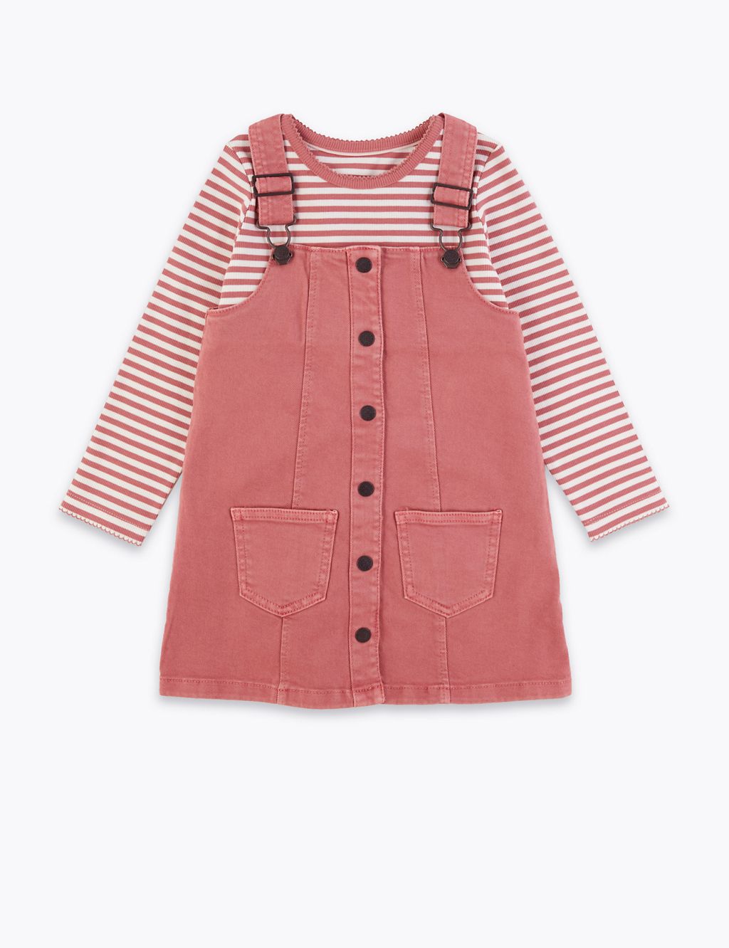 Denim Pinny & Striped Top Outfit (2-7 Years) 1 of 4