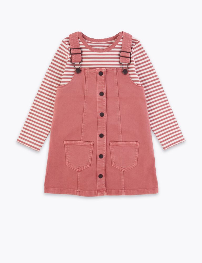 Denim Pinny & Striped Top Outfit (2-7 Years) 2 of 4