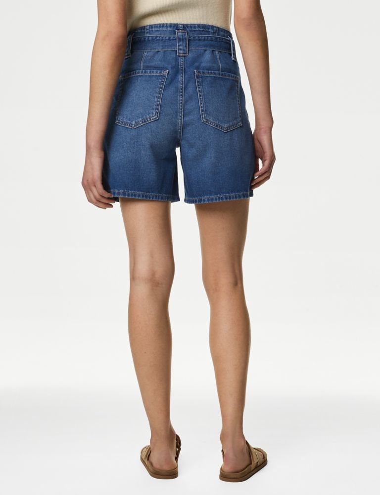 Denim Pleat Front Belted Shorts 5 of 5