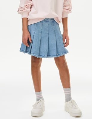 Mid length outlet pleated skirts jeans