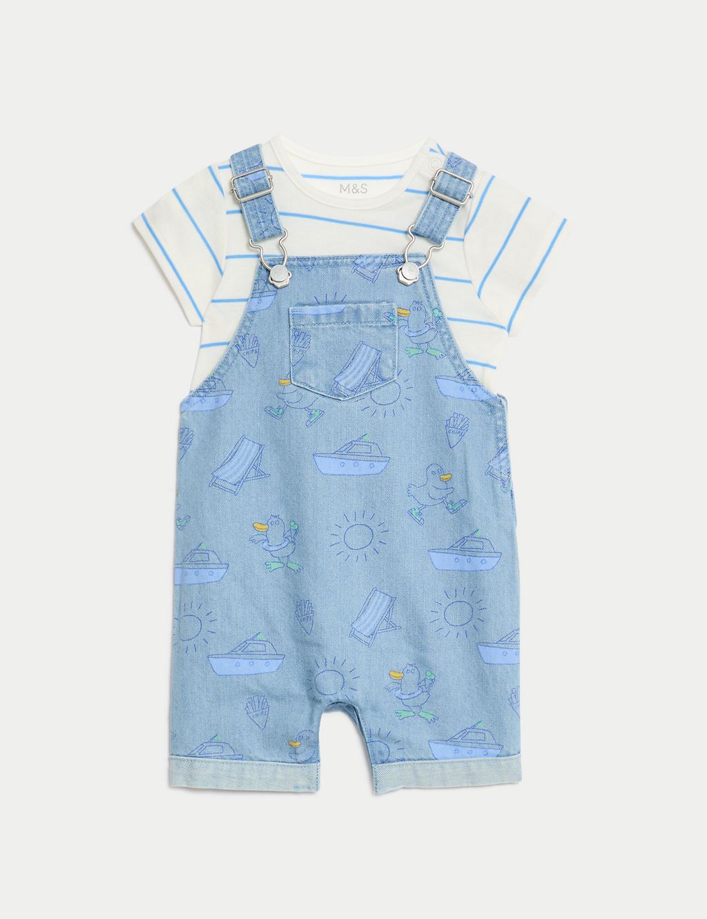 Denim Printed Dungaree Outfit (0-3 Yrs) 1 of 8