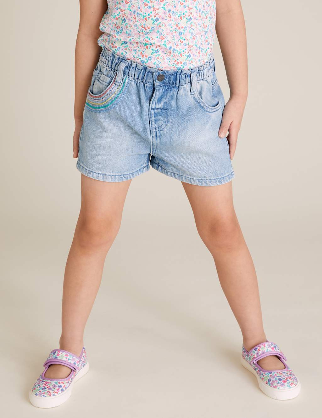 Denim Rainbow Shorts (27 Yrs) M&S