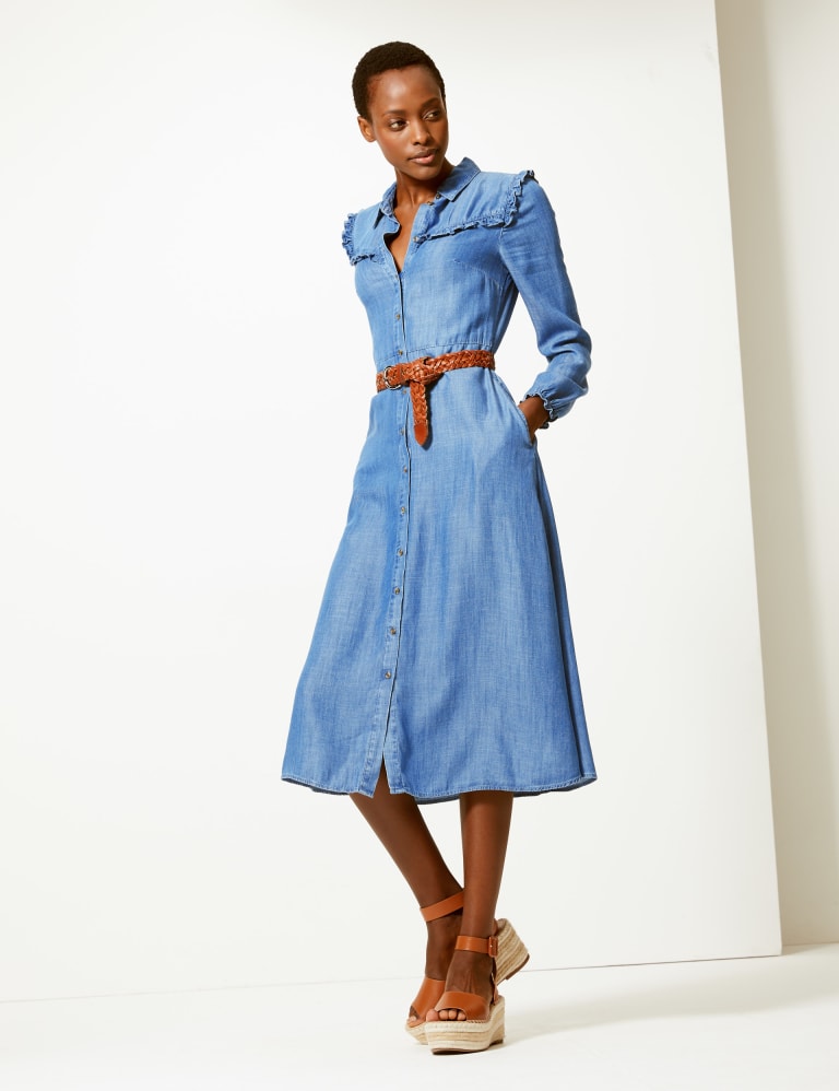 M&s denim shirt dress hotsell