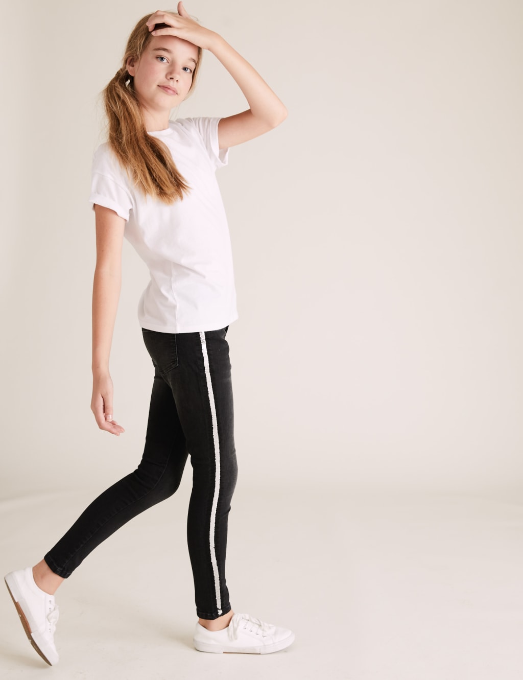 Girls Rainbow Side Stripe Super Skinny Jeans