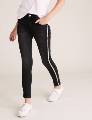 Jeans with stripes on clearance the side