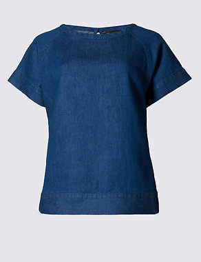 Denim Shell Top with Linen Image 2 of 3
