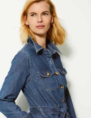 m&s denim midi dress