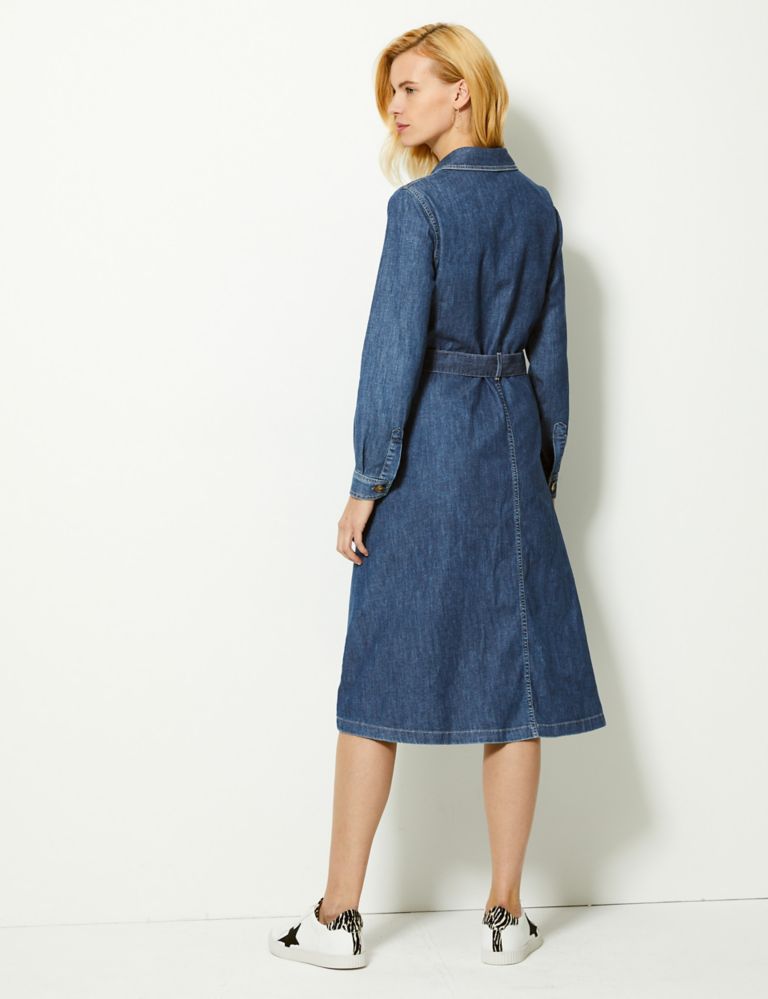 Denim Shirt Midi Dress | M&S Collection | M&S