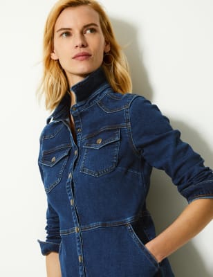 m and s denim dress