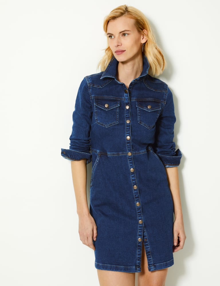 Denim shirt dress m&s clearance
