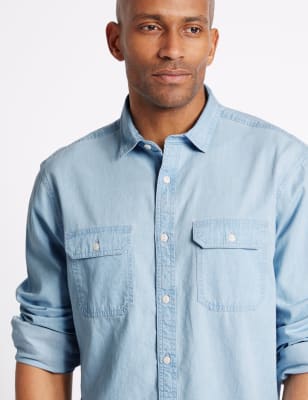 marks and spencer mens denim shirt