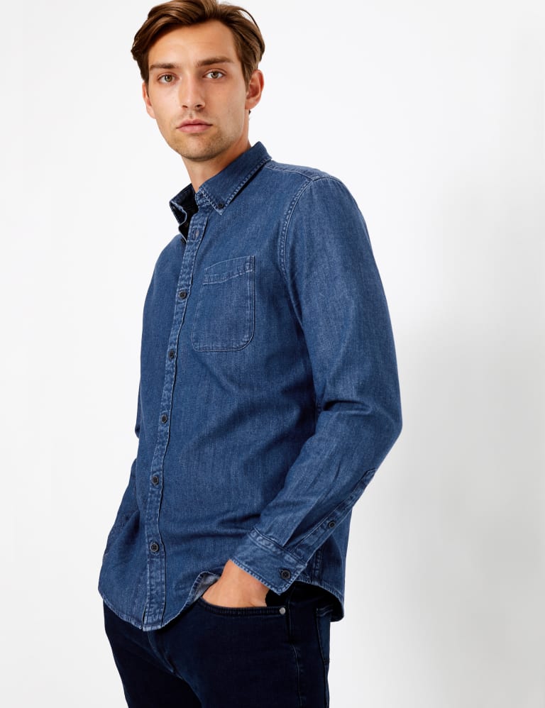 M and s discount denim shirt