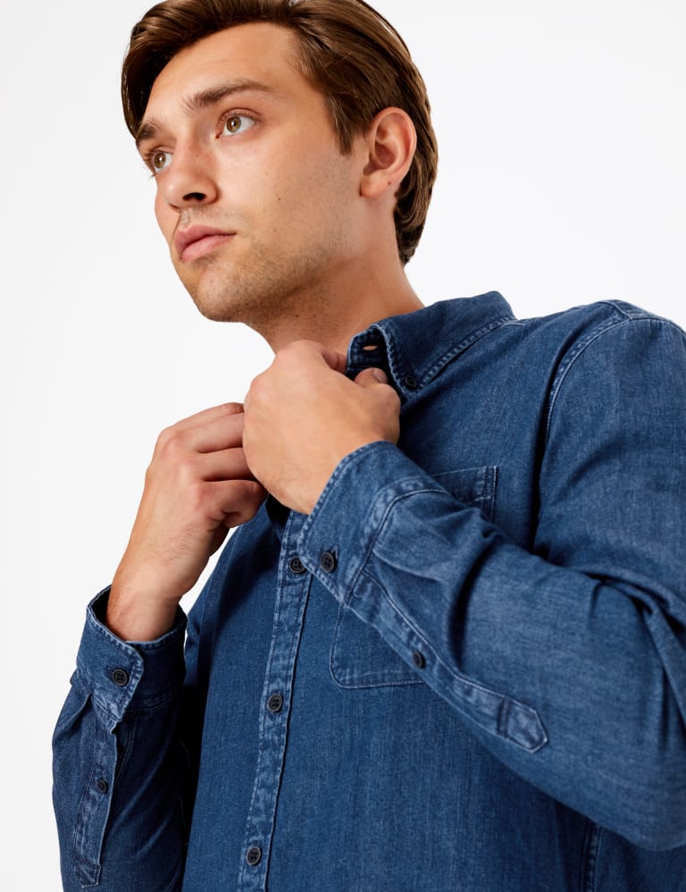 Marks and spencer mens denim shirt clearance