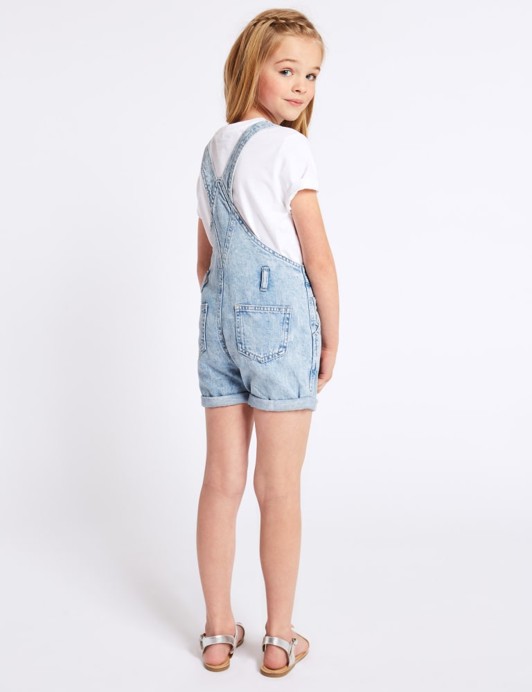 Denim dungaree shorts