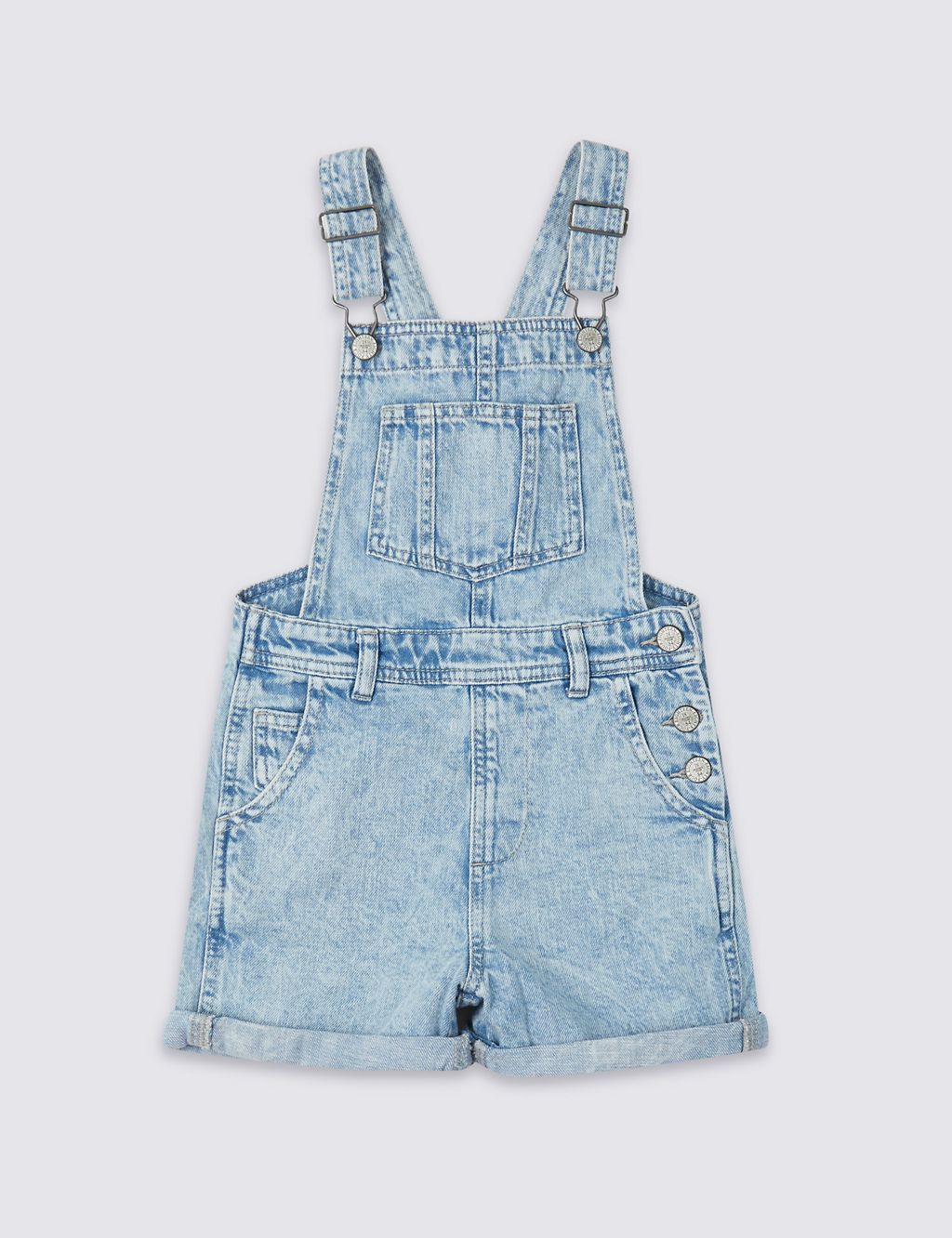 Denim Short Dungarees with Stretch (3-16 Years) 1 of 4
