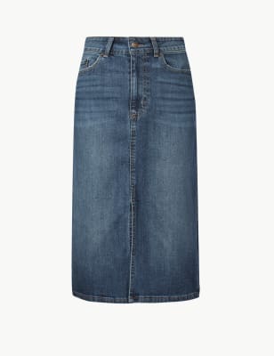 m&s white denim skirt