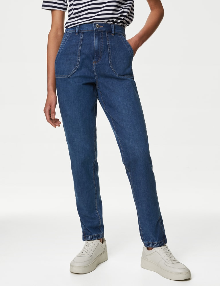 Slim denim joggers discount