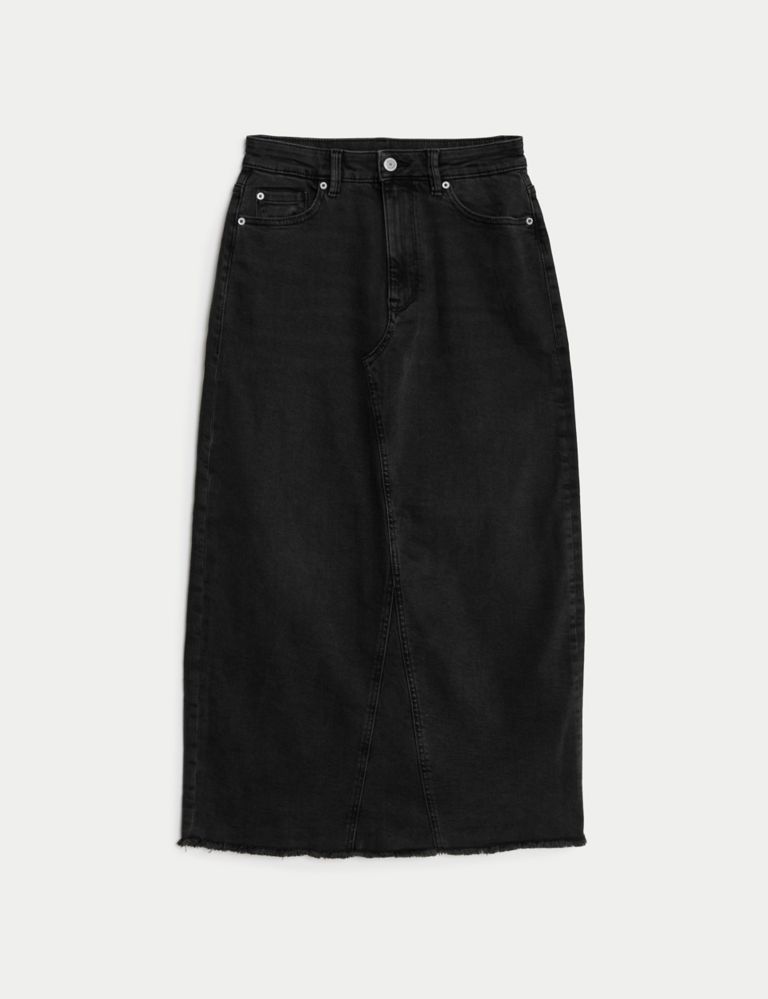 Denim Split Back Maxi Skirt 2 of 5