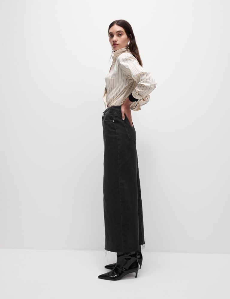 Denim Split Front Maxi Skirt 5 of 7