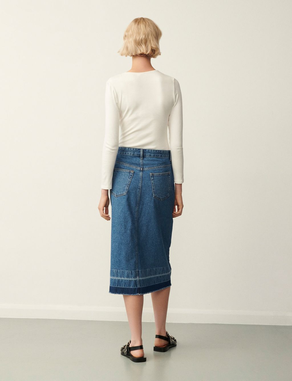 Denim Split Front Midi A-Line Skirt | Finery London | M&S