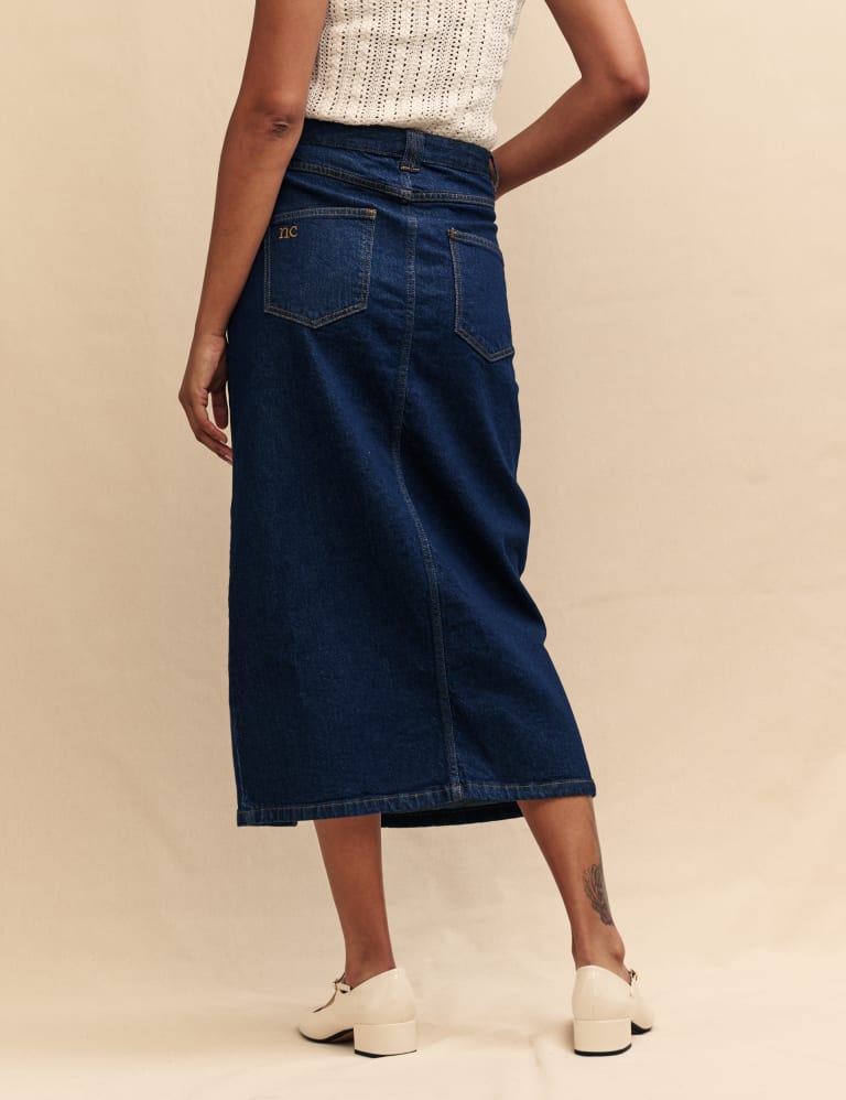 Denim Split Front Midi Column Skirt 3 of 5