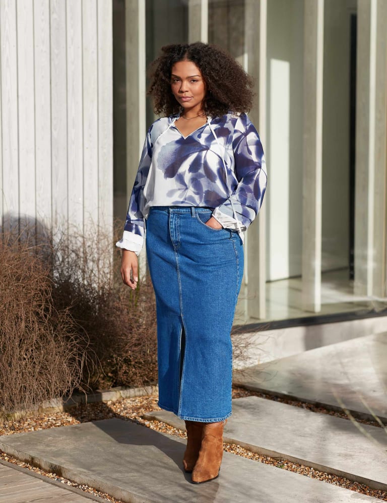 Jeans midi skirt top