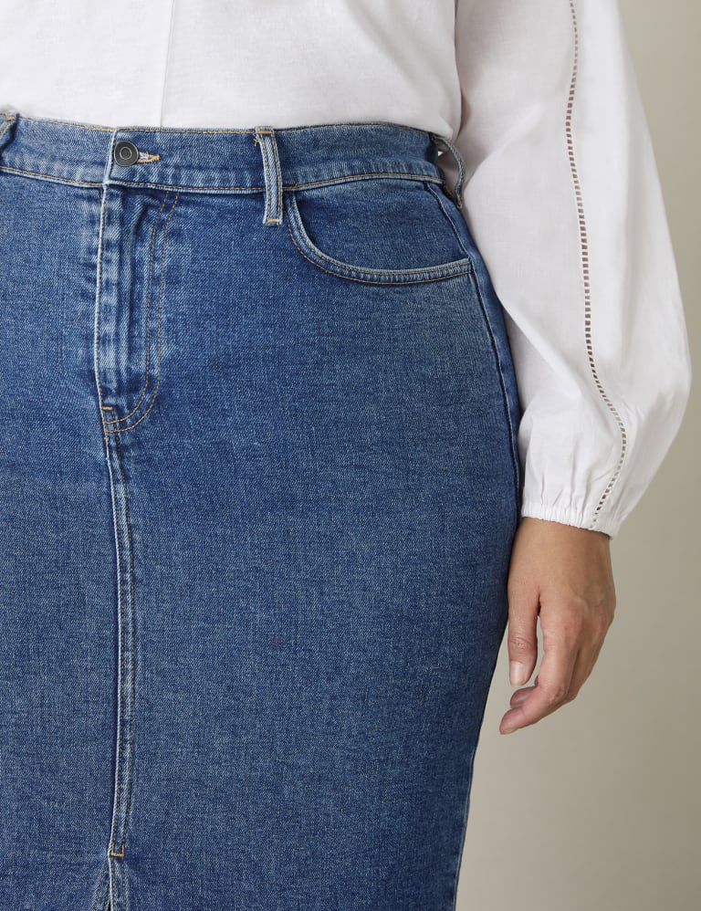 Prps split front a line denim midi 2024 skirt