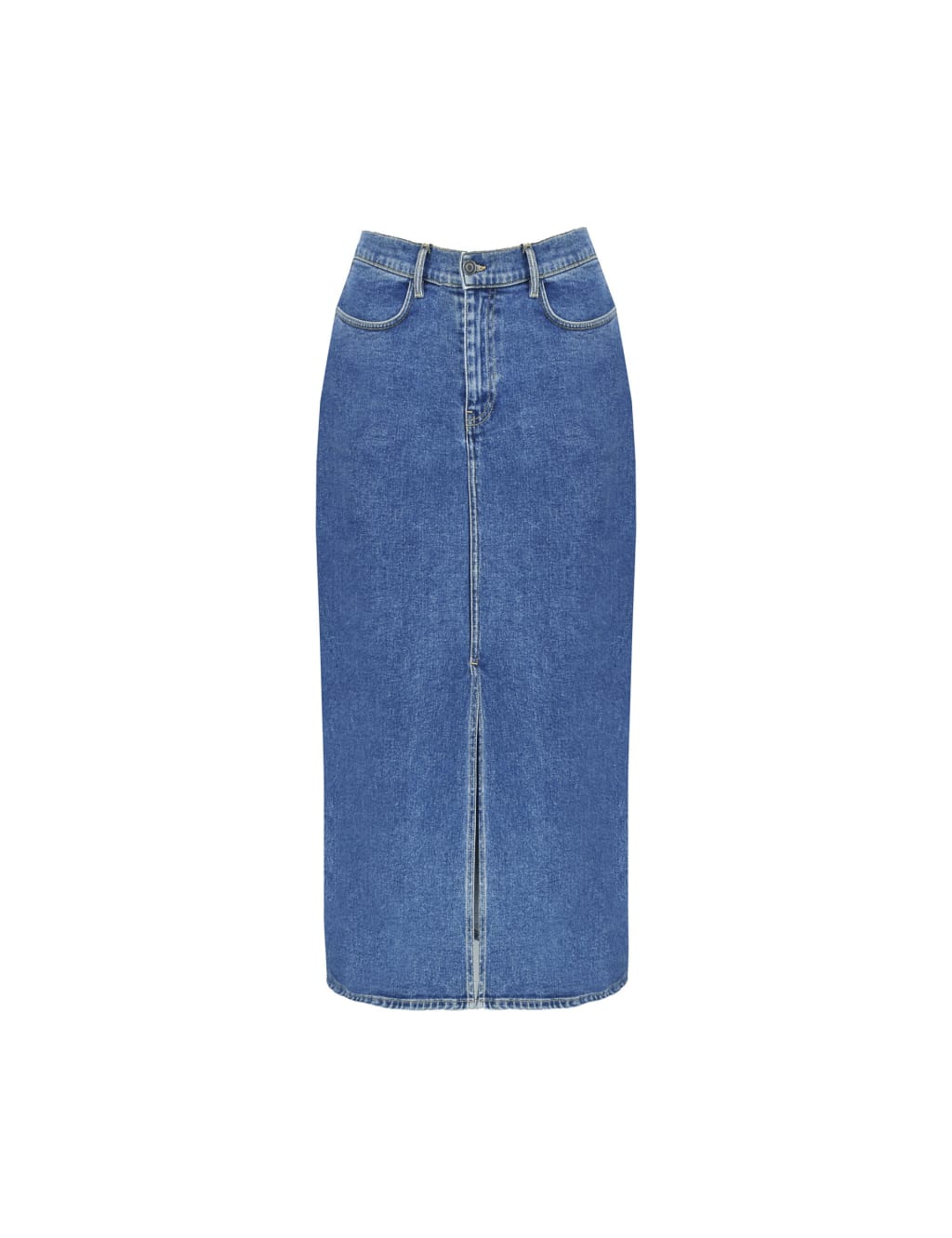 Denim Split Front Midi Skirt 1 of 9