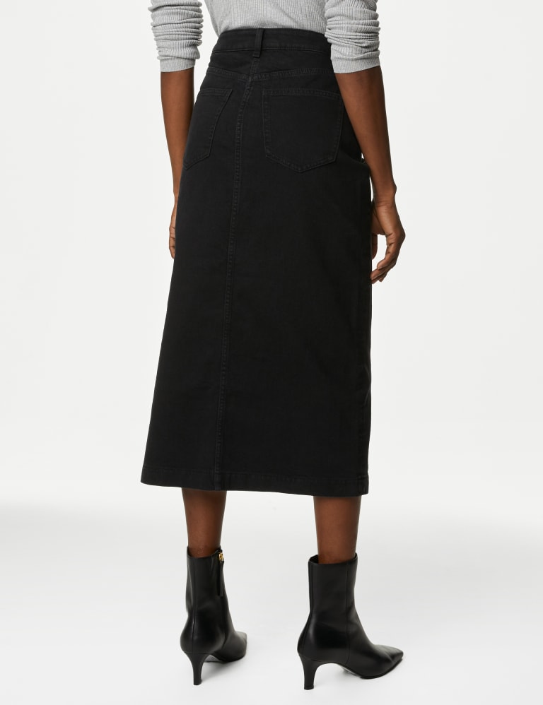 Denim Split Front Midi Skirt 5 of 5