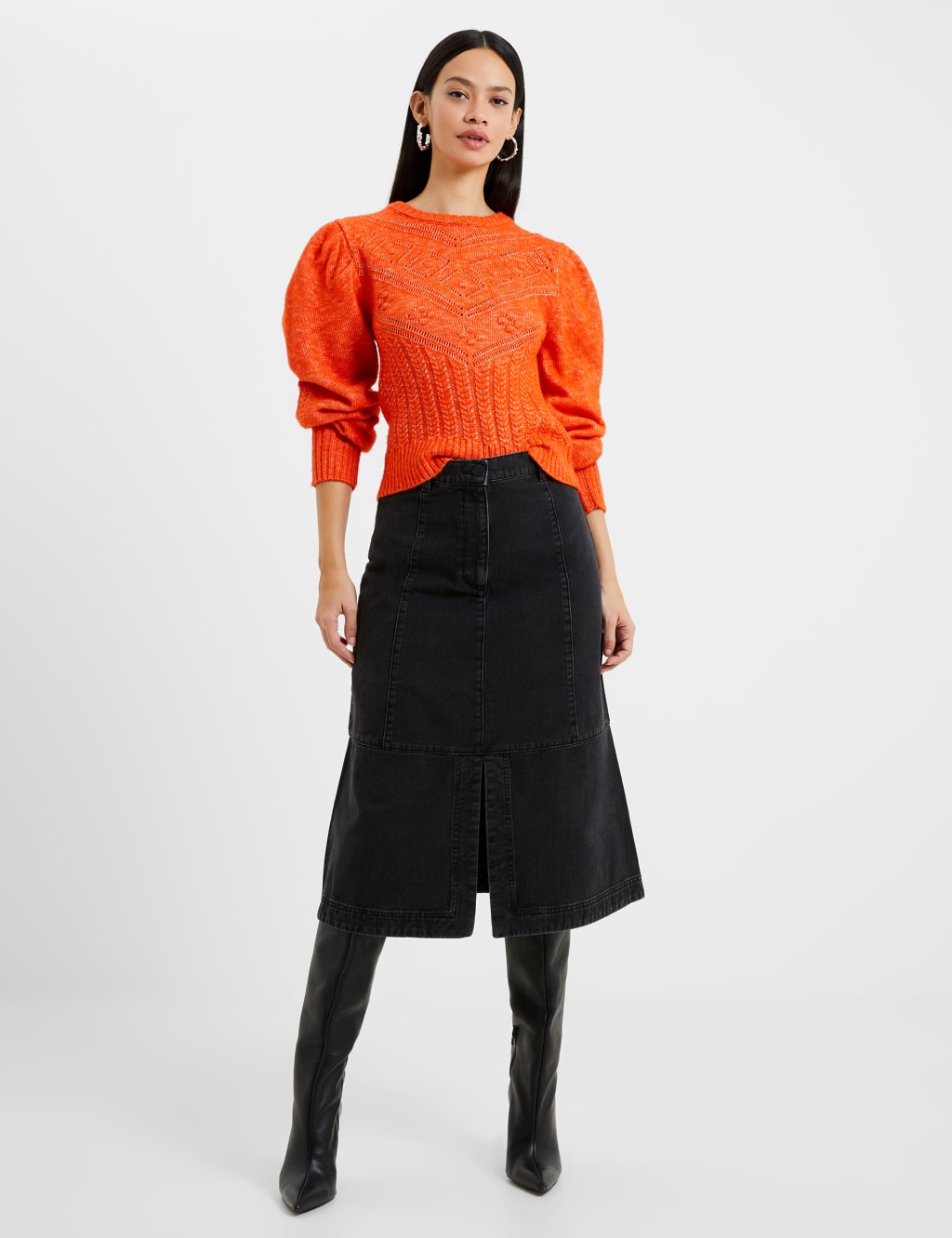 Prps split-front a-line denim midi skirt top