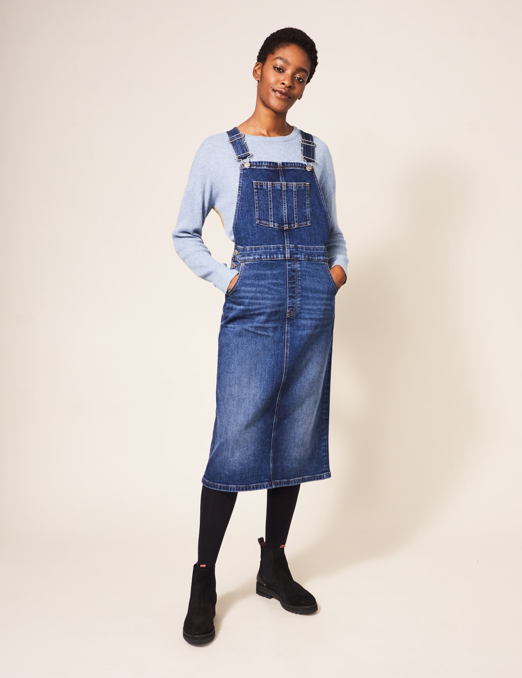 Women's denim dungaree sale dress uk