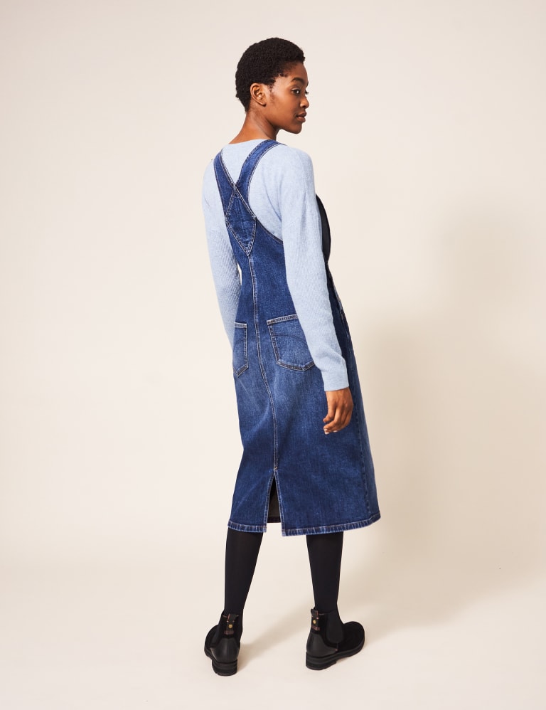 Denim maxi pinafore dress discount