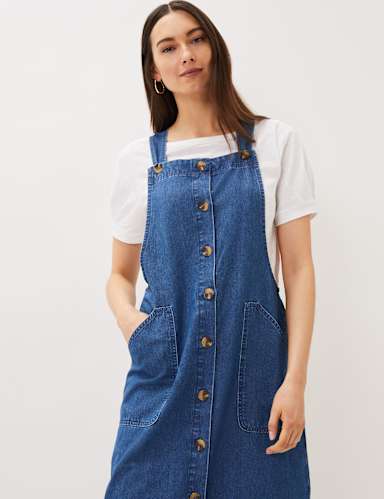 Denim Square Neck Midi Pinafore Dress 5 of 6