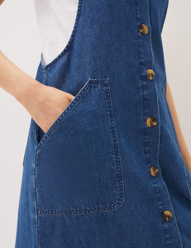 Denim Square Neck Midi Pinafore Dress 6 of 6