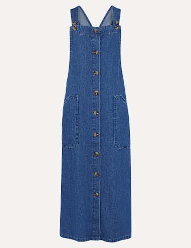 Denim Square Neck Midi Pinafore Dress 2 of 6