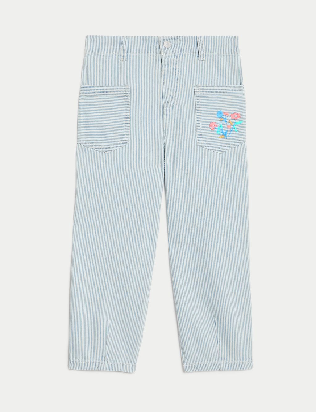 Denim Striped Embroidered Tapered Jean  (2-8 Yrs) 1 of 5