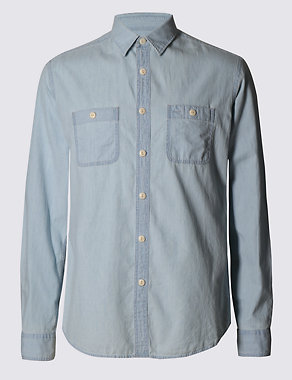 Denim Tailored Fit Shirt Image 2 of 4