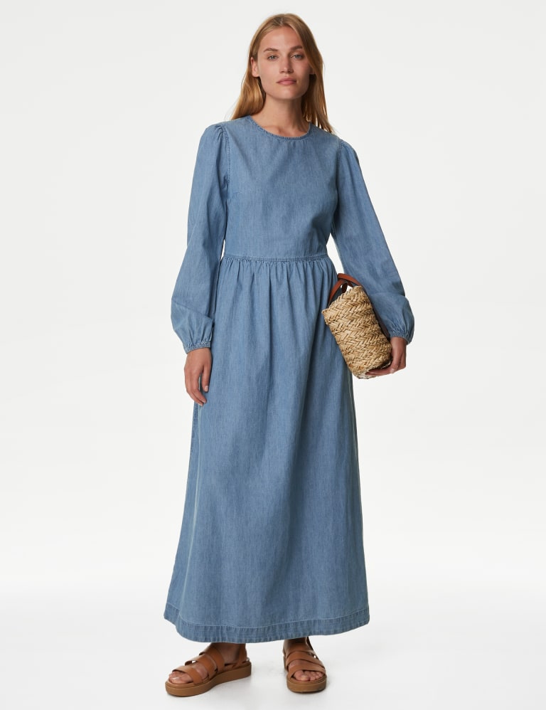 Denim Tie Waist Maxi Smock Dress | Mu0026S Collection | Mu0026S