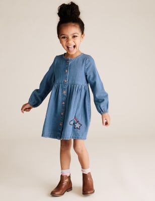 Denim Unicorn Appliqu Dress 2 7 Yrs M S