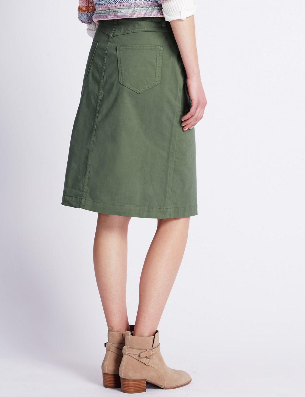 Denim Utility A-Line Knee Length Skirt 2 of 3