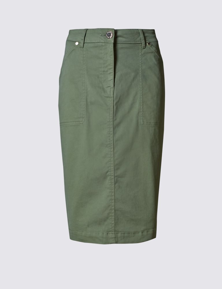 Denim Utility A-Line Knee Length Skirt 2 of 3