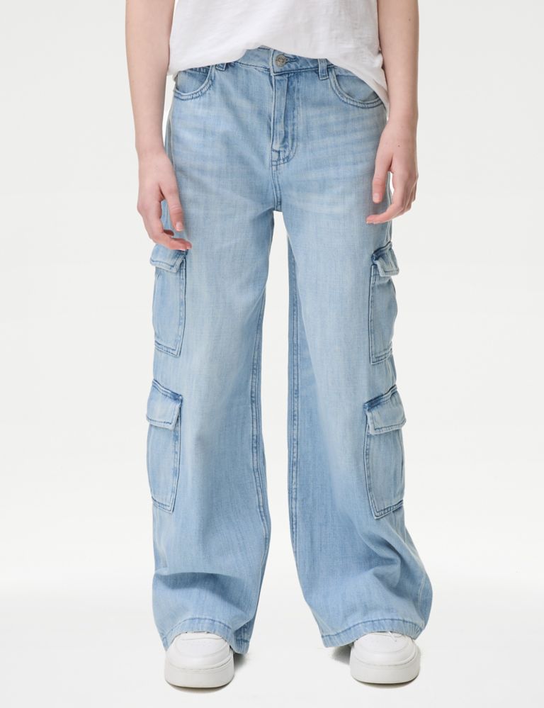 Denim Wide Leg Cargo Jeans (6-16 Yrs) 4 of 5