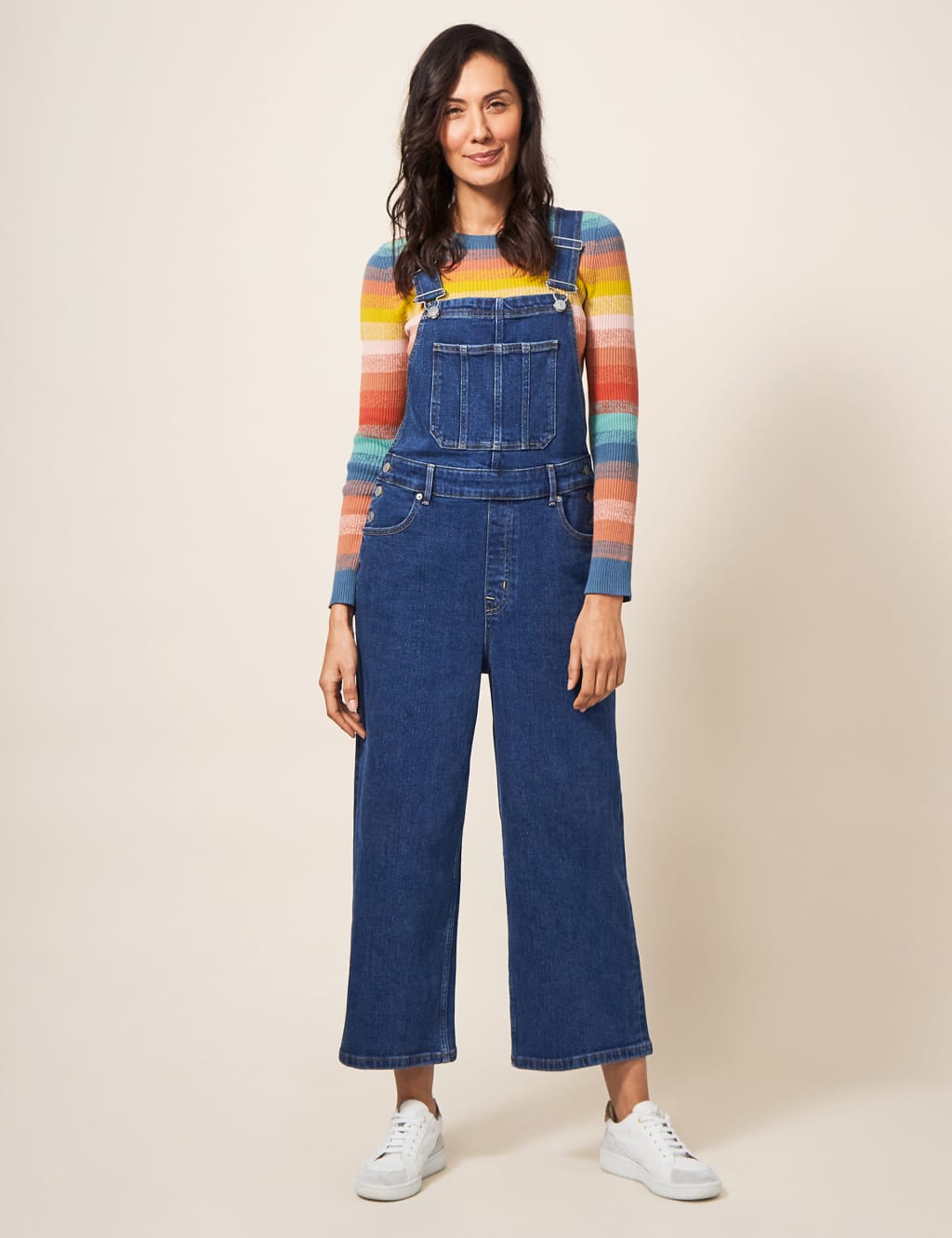 Wide Leg Denim Dungarees