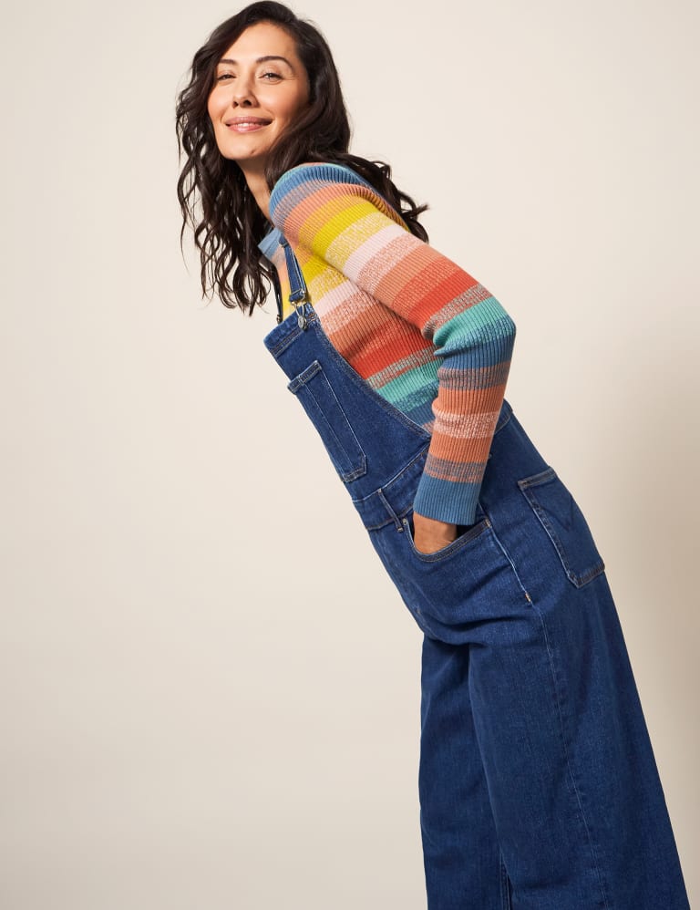 Wide leg denim dungarees cheap uk