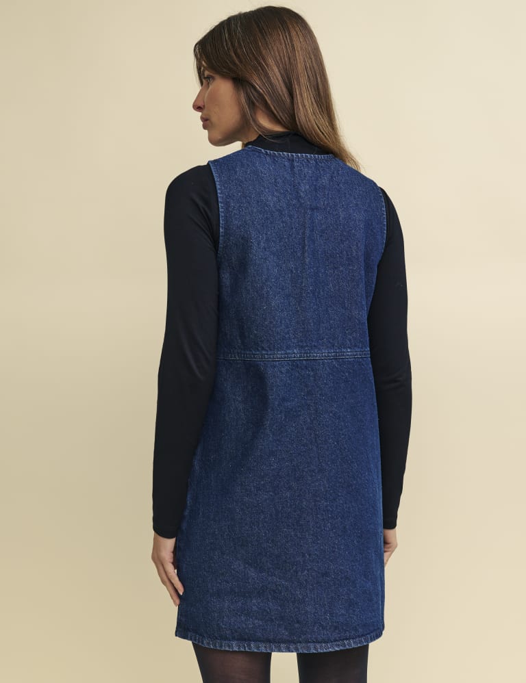 Denim zip pinafore dress new arrivals