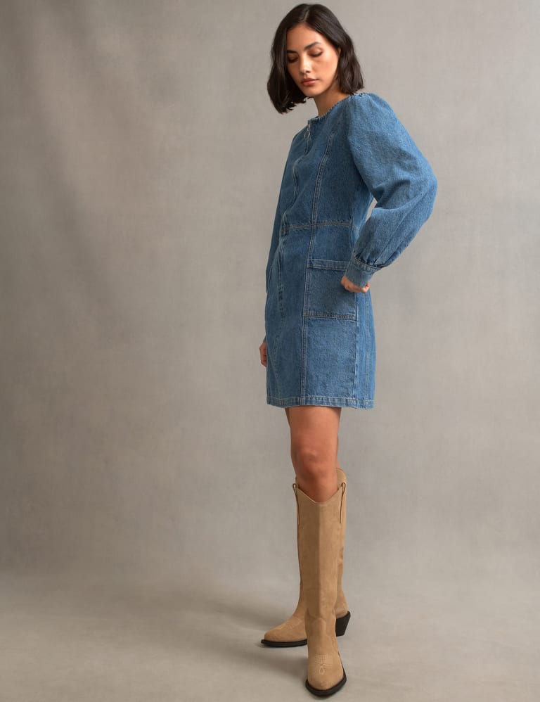 Jean zip up dress sales